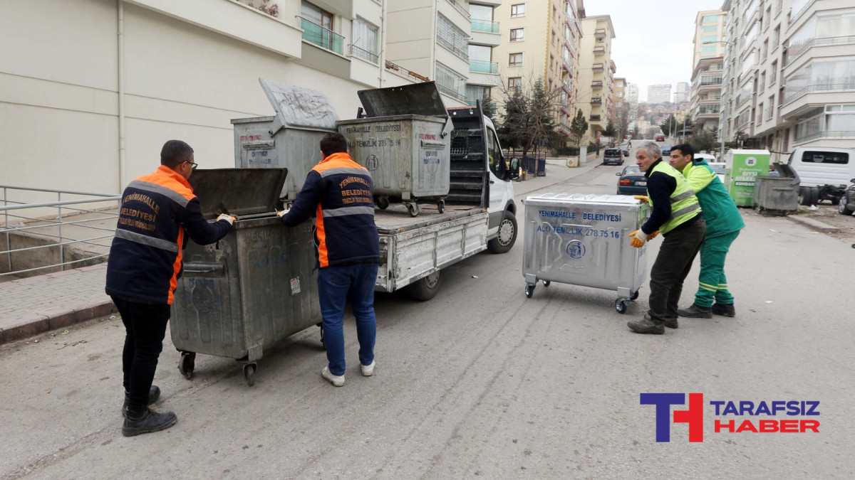 Yenimahalle’de Çöp Konteynerleri Yenileniyor